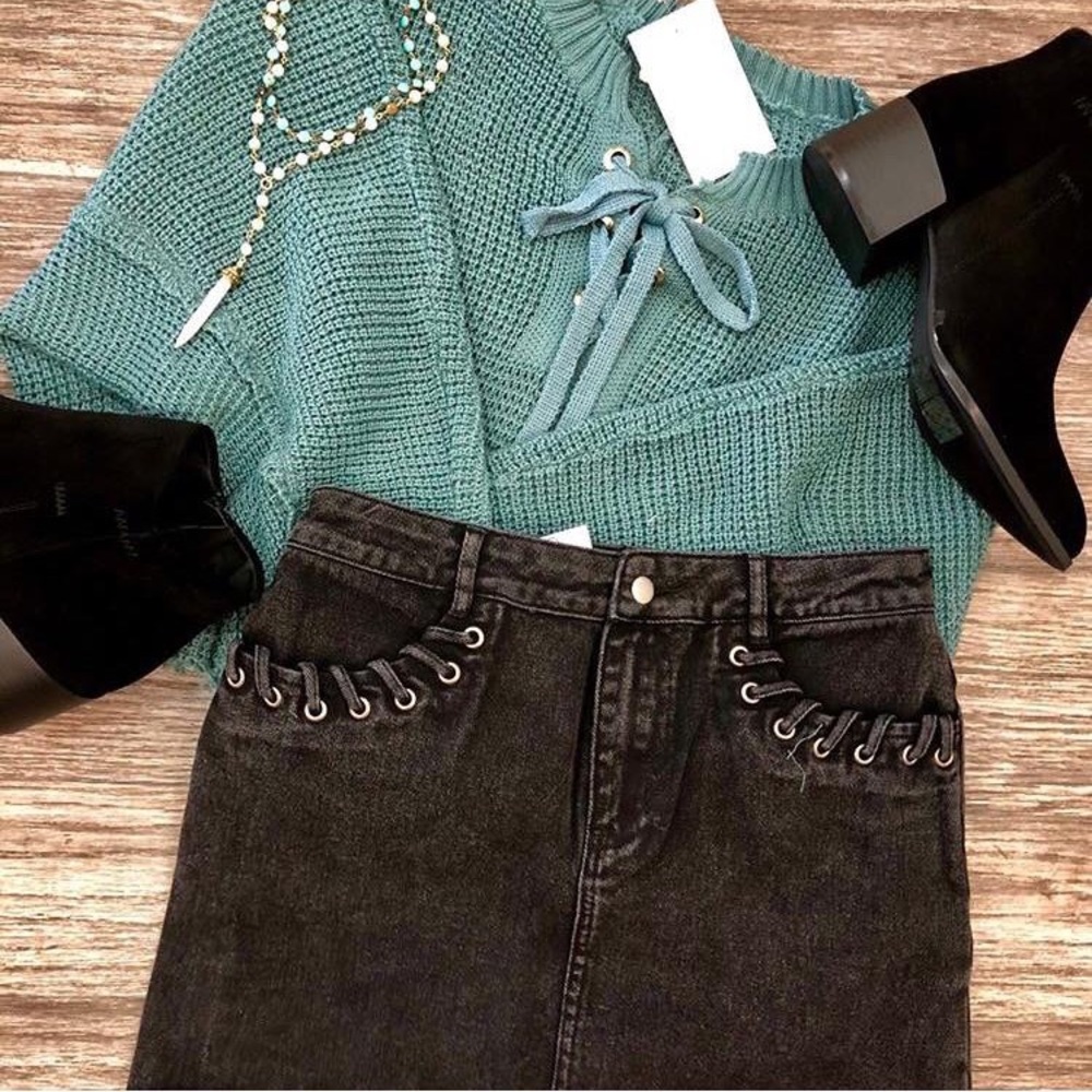 Black denim skirt size small (fits like a 2)